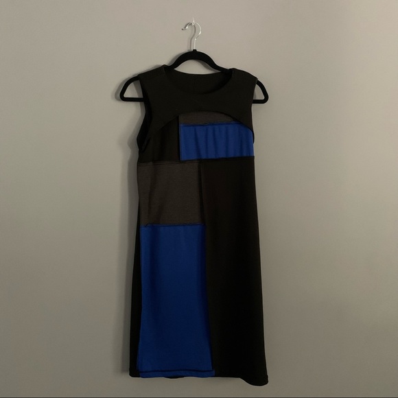 AA Studio Size 8 Blue and Black Bodycon Dress - Picture 3 of 6